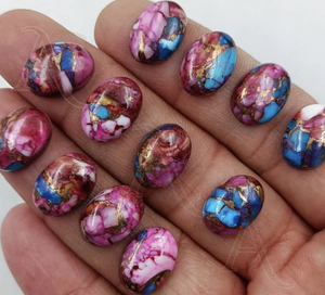 พลอยเทอร์ควอยซ์ทรงรีทำจากทองแดงสีเทอร์ควอยซ์ธรรมชาติสำหรับทำเครื่องประดับ - Product Image 2