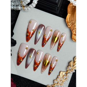 Uñas Postizas Amber Eclipse, Diseño Elegante y Moderno para Entusiastas del Nail Art - Product Image 3