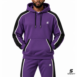 Sudadera con Capucha para Hombre SINEWY, Corte Regular, Forro Polar Transpirable, Ropa Casual de Invierno, 100% Algodón, Rayas Blancas y Negras en la Parte Delantera - Product Image 5