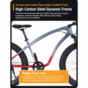 Bicicleta de Montaña con Llantas Gruesas de 26 Pulgadas, 9 Velocidades, Suspensión Delantera, Frenos de Disco, Cuadro de Acero al Carbono, Bicicleta Rígida para Senderos y Nieve - Product Image 6