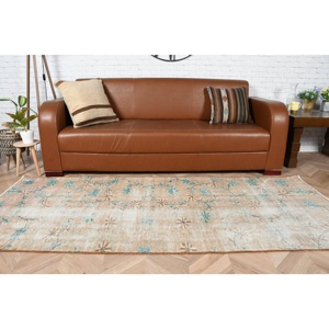 Vintage Turkish Rug, 3.2x7.4 ft Accent Rug, <b>Brown</b> Blue Striped <b>Wool</b> Rug - Product Image 2