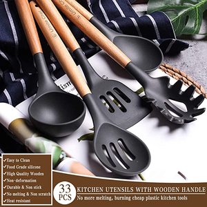 Set di 33 Utensili da Cucina in Silicone Antiaderente di Grado Alimentare, Marca ZONWIN, con Manico in Legno per Cucina Domestica - Product Image 3