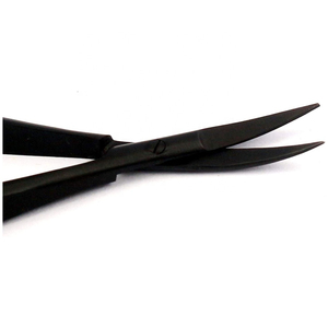 Tijeras para pestañas de cejas personalizadas de color de plasma negro de acero inoxidable profesional de Venta caliente hoja S & C para pestañas de cejas - Product Image 3