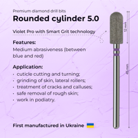 OEM ODM Smart Grit Foret à ongles cylindrique arrondi en diamant 5.0mm Violet PRO Formula Profi