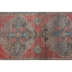 Alfombra turca vintage de 26x85 pies, diseño de retazos rojos y marrones, tejido plano de lana con respaldo de látex para decoración de sala de estar - Product Image 5