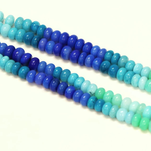 Beautiful Blue green shaded opal smooth rondelle shape <b>beads</b>, 7-10mm Beach <b>color</b> shade Opal gemstone <b>beads</b>, AAA quality opal, - Product Image 6