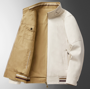 Veste bomber réversible pour homme, fermeture éclair, en coton 100% délavé, style décontracté pour le travail, disponible en stock - Product Image 2