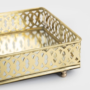 2025, bandeja de espejo de servicio a cuadros multifuncional de latón decorativo moderno para el hogar, Tays dorados de alta calidad para restaurantes, tocador - Product Image 4