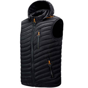 2026 Winter Casual Canvas Puffer <b>Vest</b> <b>Men</b> Breathable Waterproof Hooded Sleeveless Custom Logo Lightweight Jacket Stylish Cut - Product Image 6