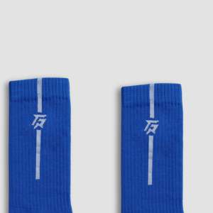 Chaussettes de sport confortables StrideGuard, bleu, imprimé jacquard, logo personnalisable, antibactériennes, respirantes, pour diabétiques, gratuites - Product Image 4