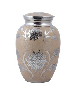 Urna de cremación para adultos con grabado Floral de latón y plata para cenizas humanas, urna para cenizas conmemorativas funerarias hechas a mano, entierro grande - Product Image 5