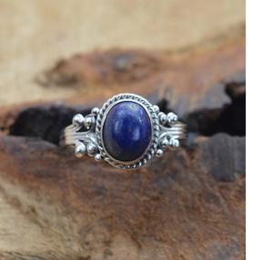 Blue <b>Lapis</b> <b>Lazuli</b> <b>Ring</b> 925 Sterling Silver Natural Gemstone Handmade Elegant Jewelry for Women - Product Image 2
