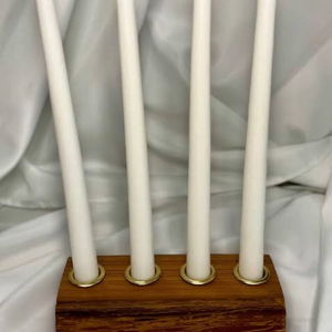 GlowLine Bougeoir en bois fait à la main Support chauffe-plat rustique avec petits trous pour la décoration de la maison pour Noël - Product Image 1