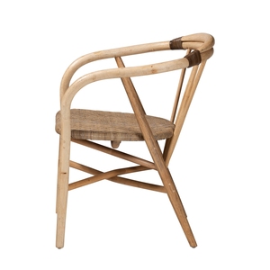 Chaise de salle à manger moderne en bois de teck massif avec rotin pour une utilisation intérieure et extérieure - Product Image 3