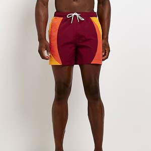 Pantalones cortos de natación iridiscentes de nailon y poliamida con bolsillos laterales, cintura elástica, Color rojo, ajuste Regular, 100% - Product Image 1