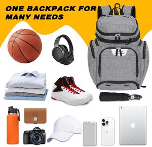 Wholesale OEM ODM Large Basketball <b>Backpack</b> with Ball & Shoe Compartments Zipper Closure Polyester Unisex Multi-Sport Design - Product Image 4