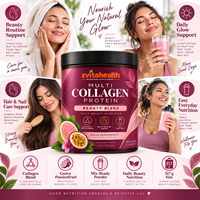 Poudre de protéines multi-collagène à marque privée, vitamine C, probiotiques, collagène hydrolysé, produits de beauté pour la peau, les cheveux, les ongles, les articulations et l'intestin