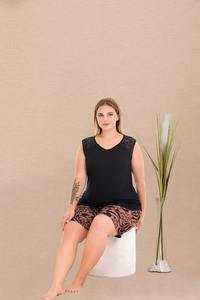 Conjunto de Pijama para Mujer Talla Grande, Camiseta de Manga Corta y Pantalones Cortos, Ropa de Dormir Cómoda de Talla Grande, Ropa para el Hogar - Product Image 4