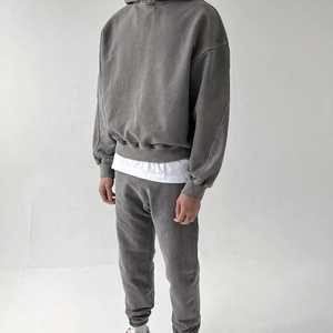 Nouveau design de pantalon de survêtement à quantité minimale de commande basse Sweats à capuche entièrement zippés pour hommes Polyester tech polaire deux pièces Sportswear jogger survêtements - Product Image 4