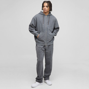 Survêtement zippé surdimensionné personnalisé en coton épais deux pièces sweats à capuche zippés et pantalons de survêtement hommes survêtements de vente chaude - Product Image 1