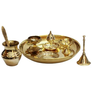 Haute vente Top qualité laiton Pooja Thali ensemble pour la maison Temple Pooja Thali décoratif laiton Pooja articles pour cadeau pour la décoration - Product Image 5