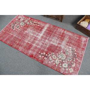 Tapis turc à accents turcs 2,9x5,9 pieds, tapis en laine rouge et blanc à pois - Product Image 4