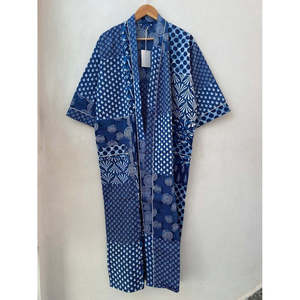 Robe Kimono en Coton à Imprimé Floral, Peignoir de Demoiselle d'Honneur Imprimé au Bloc, Vêtement de Nuit d'Été Taille Unique pour Usage Domestique, Robe de Mariée ODM - Product Image 2