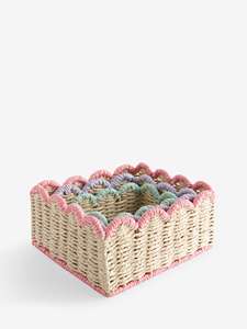 Set of 3 Scallop Color Edge Paper Rope Storage Basket Organizer Bins for Home <b>Shelves</b> Nursery Kids Room and Daily Organization - Product Image 2