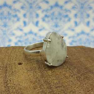 Bohème Artisan Fabriqué Arc-En-Lune Pierre Déclaration Anneau Poire Forme Prong Réglage Avec Diamant De Mariage En Gros Bijoux - Product Image 2
