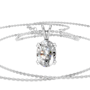 Bijoux en or de luxe, dropshipping, cadeau pour la fête des mères, or massif 14 carats, pendentif ovale en moissanite 1 carat, chaîne à maillons, plaqué rhodium - Product Image 1