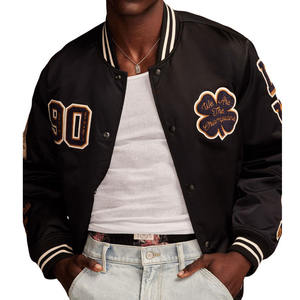 Patchs brodés en laine de qualité supérieure Veste universitaire marron foncé pour hommes Letterman College Baseball Bomber Varsity Jacket - Product Image 1