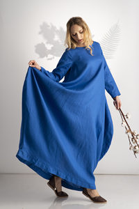 Vestido de caftán largo hasta el suelo, manga larga, cuello redondo, bohemio, festivo, a la moda, novedad - Product Image 4