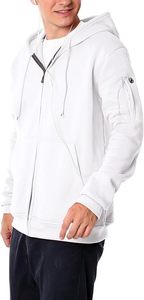 Sudadera con capucha con cremallera bidireccional doble completa Logo personalizado Streetwear Hombres Oversized Black Blank Full Face Zip Up Hoodie - Product Image 2