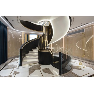 Escalier en colimaçon en acier galvanisé durable avec rampe en pierre naturelle Dessin d'installation inclus Style minimaliste - Product Image 4