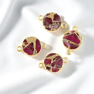 Mohave cobre rubí piedra preciosa encanto conector joyería hecha a mano oro galvanizado conectores redondos encantos - Product Image 1