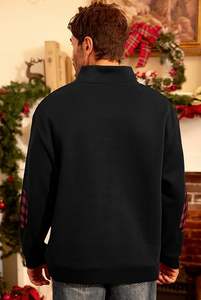 Latest Custom <b>Christmas</b> Design Fleece Lined Sweatshirts Long Sleeve Heavyweight Casual <b>Button</b> Pullover Sweatshirt Made in Pak - Product Image 4
