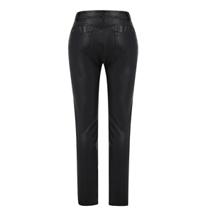Pantalones de cuero negro personalizados de la mejor calidad para mujer, pantalones deportivos de lona de invierno al por mayor a precio normal - Product Image 4