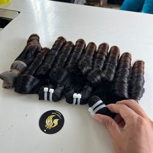 Fabricante vietnamita 100% pelo crudo de alta calidad máquina de trama rizada de rebote negro Paquete de doble dibujado - Product Image 1