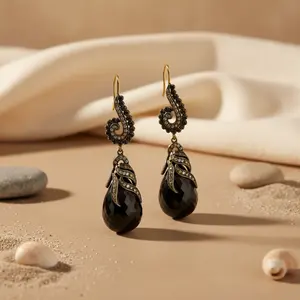 Pendientes de Ónice Negro para Mujer, Joyería de Moda - Product Image 1