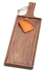 Planche de service carrée en bois avec poignée Plateau de cuisine écologique Plateau en bois rustique pour la préparation et le service des aliments - Product Image 5