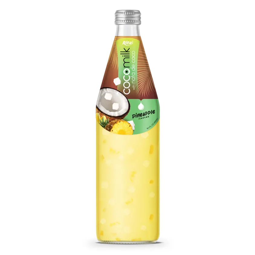 무료 디자인 라벨 고품질 Nata De Coco 코코넛 우유 음료 제조 485ml 유리 병