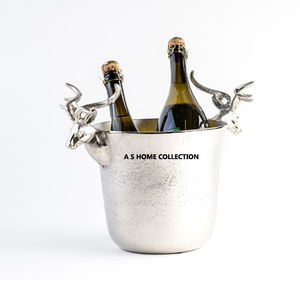 Bol à champagne antique et seau à glace en acier inoxydable de qualité créative avec poignée en cerf seau à vin de fournisseurs en gros - Product Image 4