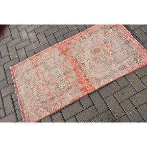 2.4x4.6 ft Turkish Rug, Vintage Small Rug, <b>Red</b> Blue Polka dot <b>Wool</b> Rug - Product Image 2