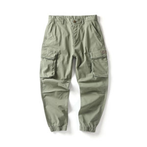 Pantalons cargo en toile pour hommes, taille mi-haute, logo personnalisé, pantalons à séchage rapide, respirants, style streetwear, pantalons à cordon de serrage - Product Image 2