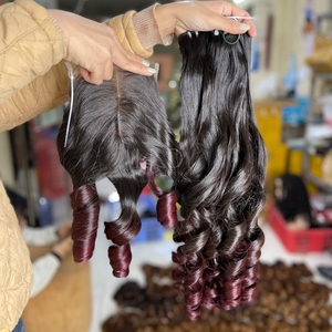 Extensions de cheveux humains vietnamiens de qualité supérieure, prix avantageux, cheveux raides et volumineux, couleur ombrée, ensemble de mèches avec fermeture, 2025 - Product Image 1