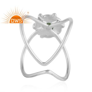 Venta caliente de plata esterlina oxidada turmalina verde natural anillo cruzado de piedras preciosas fabricante de joyería personalizada - Product Image 3