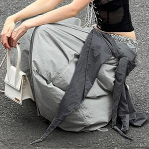 Pantalones Cargo Elásticos de Cintura Alta para Mujer con Diseño de Cinta a Rayas, Bolsillos y Cierre Elástico en la Cintura para el Verano - Product Image 5