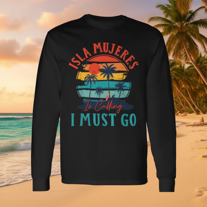 อิสลา มูเฮเรส กำลังเรียกร้องให้ฉันไป ด้วยเสื้อยืดแขนยาวสไตล์วินเทจ ดีไซน์สำหรับวันพักผ่อนริมชายหาด - Product Image 3