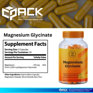 Cápsulas de glicinato de magnesio de suplemento dietético OEM, logotipo personalizado de excelente calidad, fabricado en EE. UU. para adultos, compradores a granel - Product Image 4