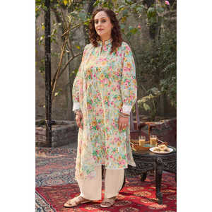 ชุดสูทผ้าลอนปักลายพิมพ์ BM-62024 แบบ 3 ชิ้น พร้อมผ้าคลุมไหล่ชีฟองโปร่งแสง คอจีน ไซส์ XS สำหรับงานอีเว้นท์ รับผลิตแบบ ODM - Product Image 1